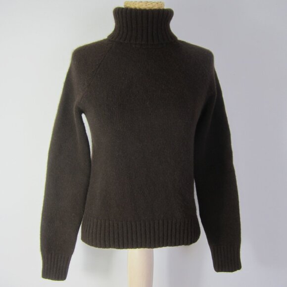 Vtg Ralph Lauren Women S Brown Cashmere Merino Wool Angora  Turtleneck Sweater - Picture 1 of 7